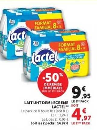 Lactel Lait UHT Demi-Écrémé