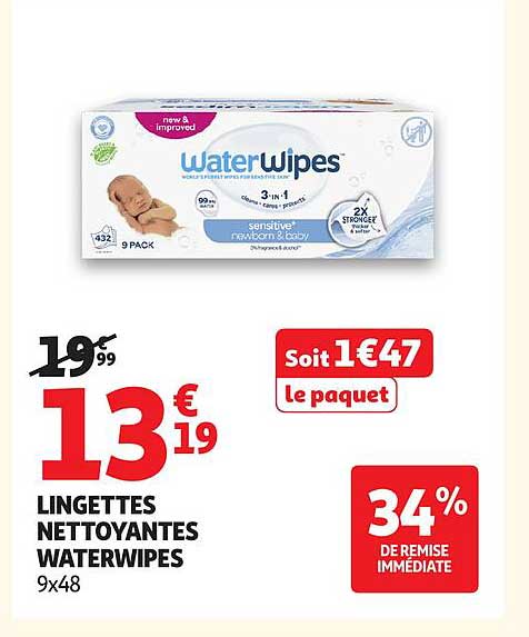 LINGETTES NETTOYANTES WATERWIPES