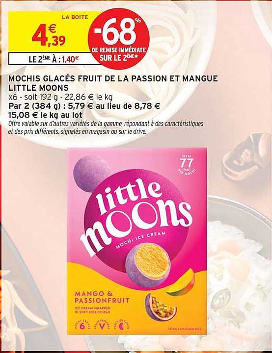 Little Moons Mochis glacés fruit de la passion et mangue