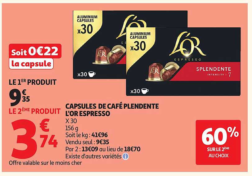 L’OR ESPRESSO CAPSULES DE CAFÉ PLENDENTE