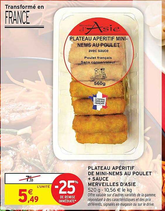 Merveilles d'Asie Plateau Apéritif Mini-Nems au Poulet