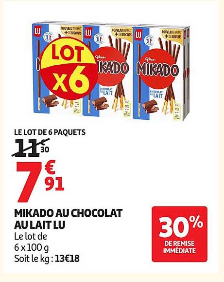 Mikado au chocolat au lait LU