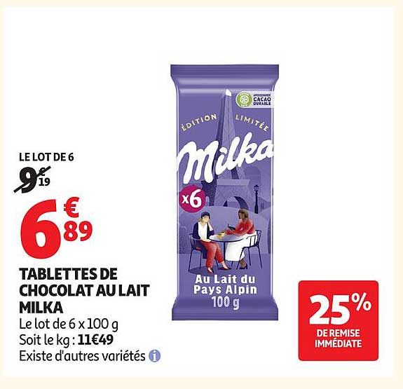 Milka Tablettes de chocolat au lait