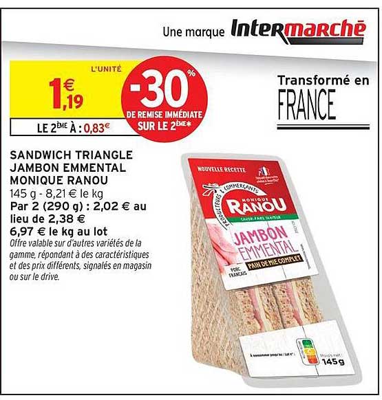 Monique Ranou Sandwich Triangle Jambon Emmental