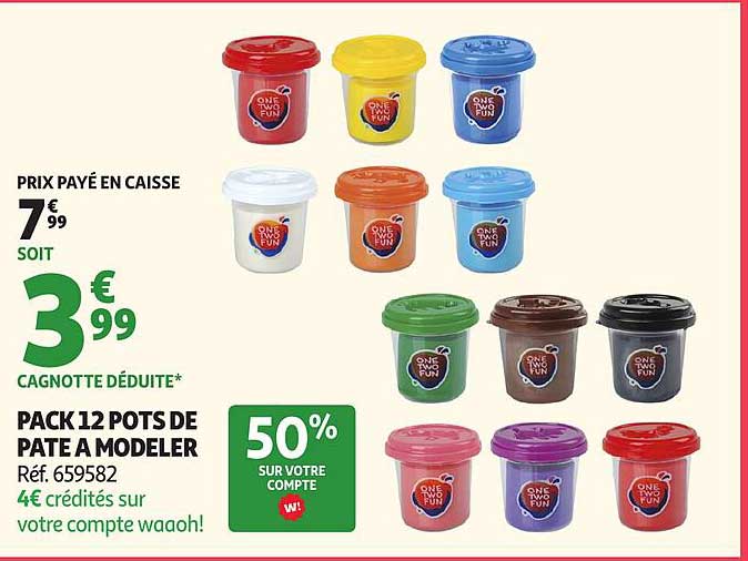 ONE TWO FUN PACK 12 POTS DE PATE A MODELER