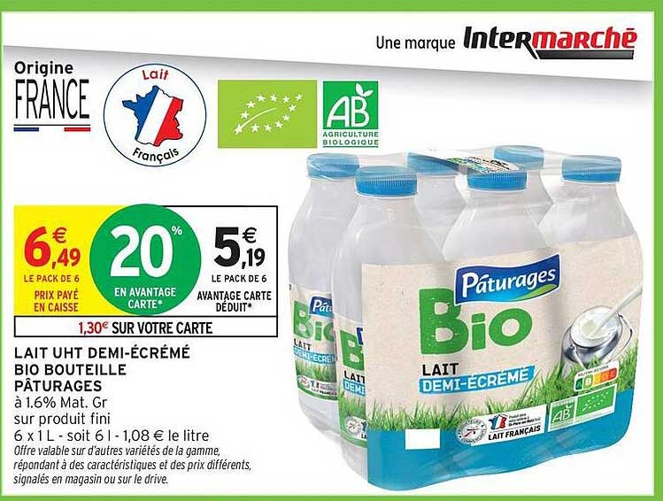 Pâturages Bio Lait DEMI-ÉCRÉMÉ