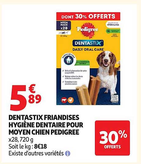 Pedigree DENTASTIX FRIANDISES HYGIÈNE DENTAIRE POUR MOYEN CHIEN PEDEGRREE