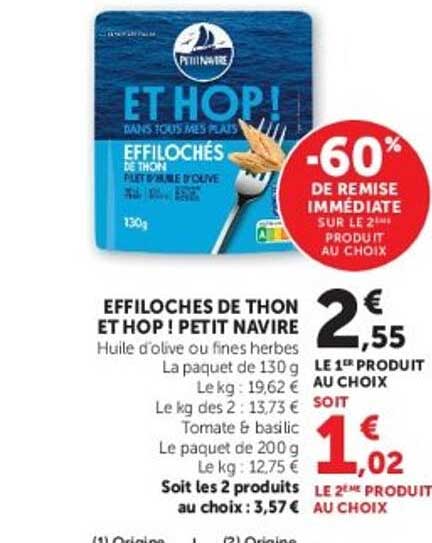 Petit Navire ET HOP! EFFILOCHÉS DE THON