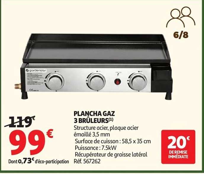 PLANCHA GAZ 3 BRÛLEURS