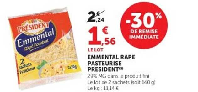 Président Emmental Râpé Pasteurisé