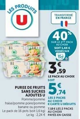 Purée de fruits sans sucres ajoutés