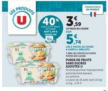 PURÉE DE FRUITS SANS SUCRES AJOUTÉS