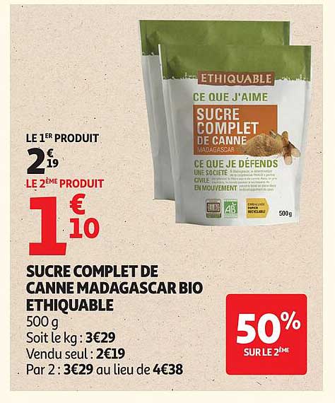SUCRE COMPLET DE CANNE MADAGASCAR BIO ETHIQUABLE