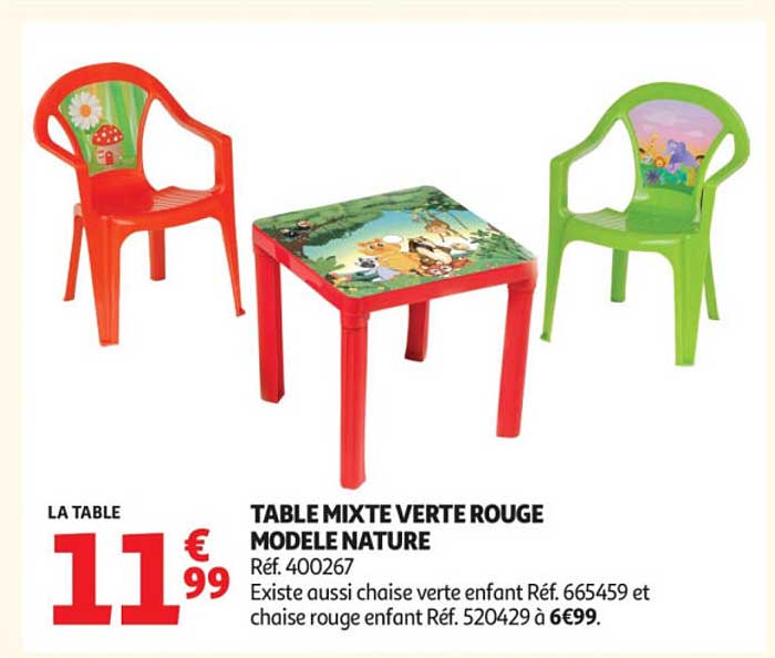 TABLE MIXTE VERTE ROUGE