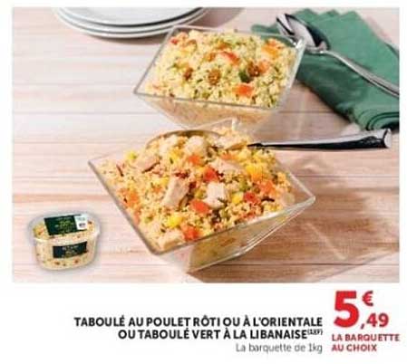 TABOULÉ AU POULET RÔTI OU À L’ORIENTALE OU OUTABOULÉ VERT À LA LIBANAISE