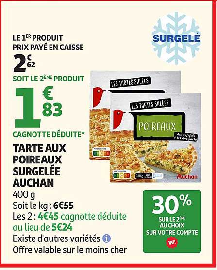 TARTE AUX POIREAUX SURGELÉE AUCHAN
