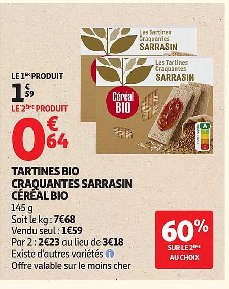 TARTINES BIO CRAQUANTES SARRASIN CÉRÉAL BIO
