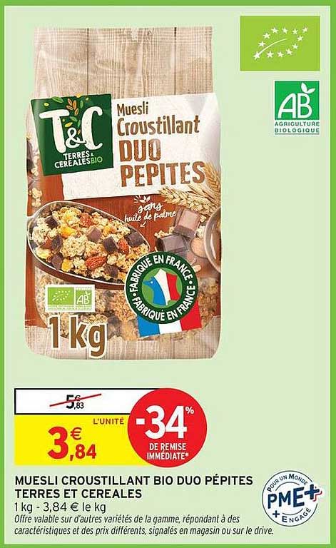 T&C Muesli Croustillant Duo Pépites