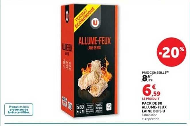 U Allume-feux laine de bois