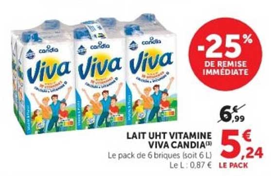 Viva Candia lait UHT vitamine