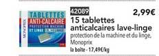 15 tablettes anticalcaires lave linge