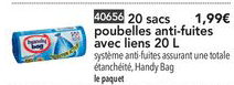 20 sacs poubelles anti fuites avec liens 20 l