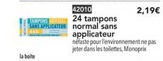 24 tampons normal sans applicateur