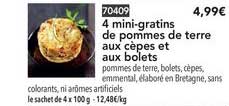 4 mini gratins de pommes de terre aux cèpes et aux bolets
