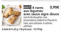 4 nems aux légumes avec sauce aigre douce
