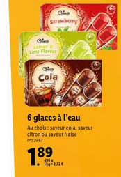 6 glaces à l'eau