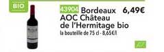 bordeaux aoc château de l'hermitage bio