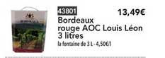 bordeaux rouge aoc louis léon 3 litres