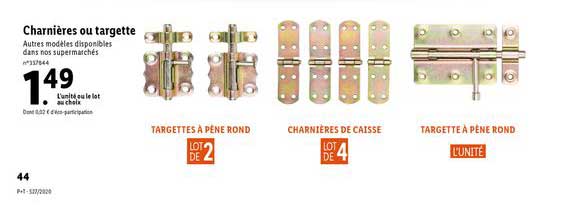 charnières ou targette