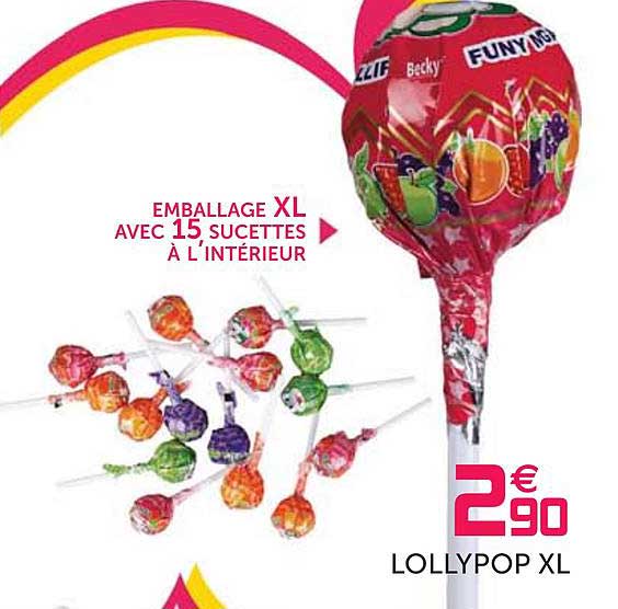 emballage xl avec 15 sucettes à l'intérieur