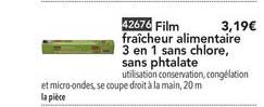 Film Fraîcheur Alimentaire 3 En 1 Sans Chlore Sans Phtalate