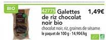 Galettes De Riz Chocolat Noir Bio
