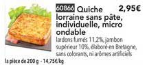 quiche lorraine sans pâte individuelle micro ondable