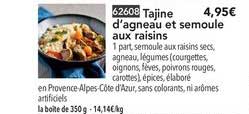 tajine d'agneau et semoule aux raisins