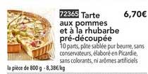 tarte aux pommes et à la rhubarbe pré découpée