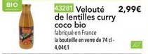 Velouté De Lentilles Curry Coco Bio
