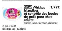 whiskas friandises et contrôle des boules de poils pour chat adulte