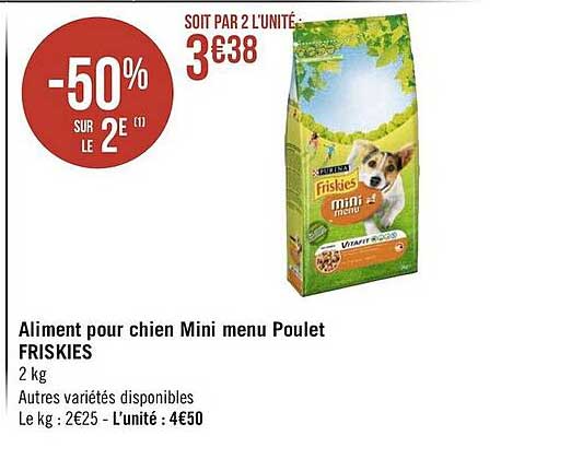 aliment pour chien mini menu poulet friskies