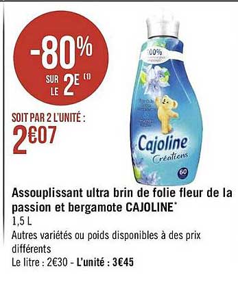 assouplissant ultra brin de folie fleur de la passion et bergamote cajoline