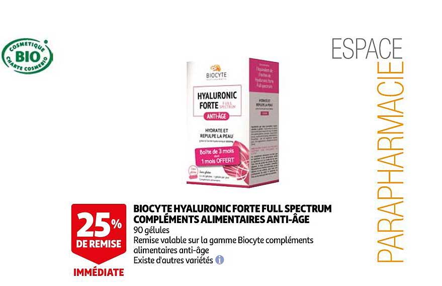 biocyte hyaluronic forte full spectrum compléments alimentaires anti-âge