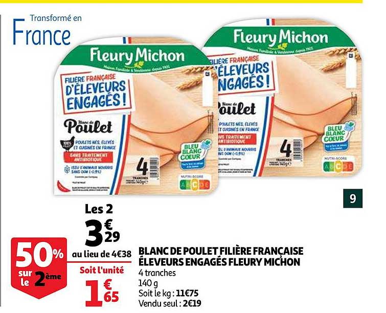 blanc de poulet filière française éleveurs engagés fleury michon