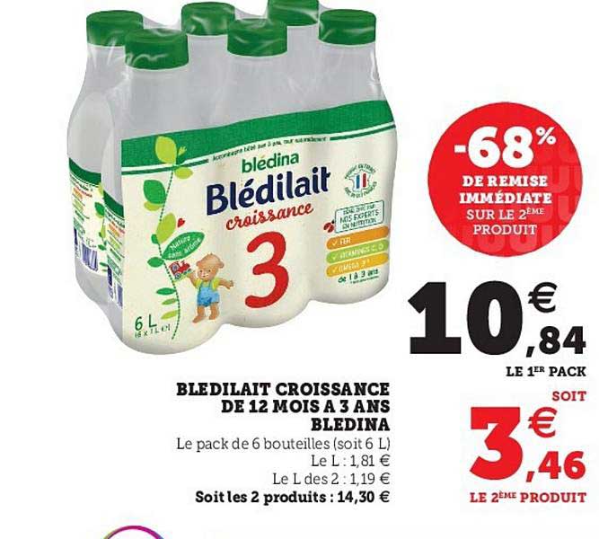 blédilait croissance de 12 mois à 3 ans blédina