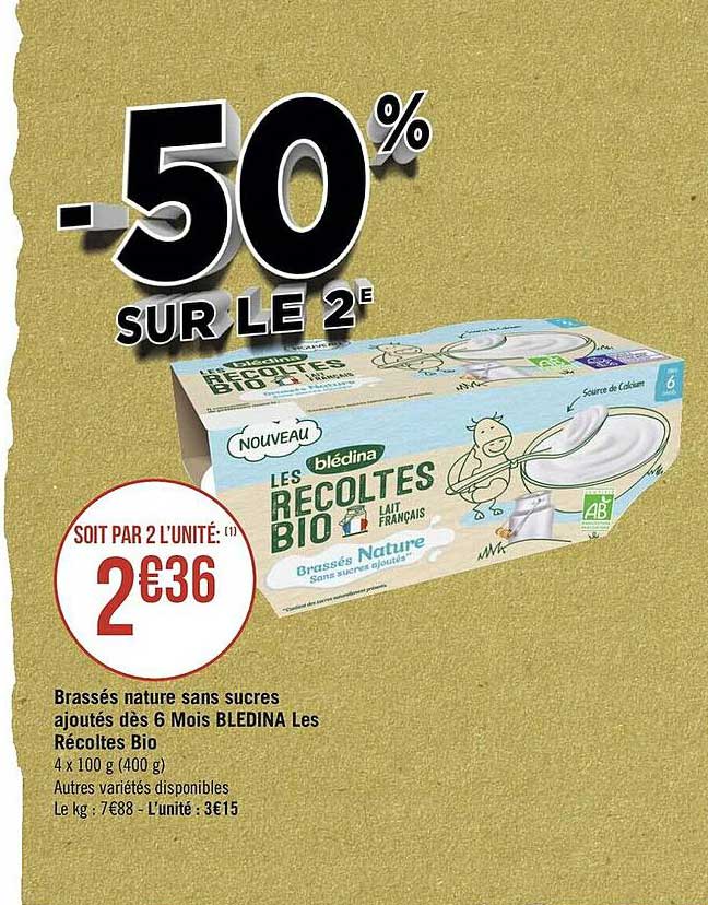 brassés nature sans sucres ajoutés dès 6 mois blédina les récoltes bio