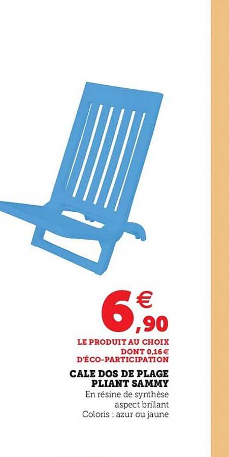 cale dos de plage pliant sammy