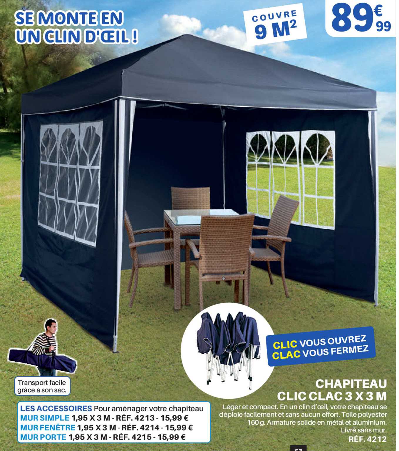 chapiteau clic clac 3 x 3 m