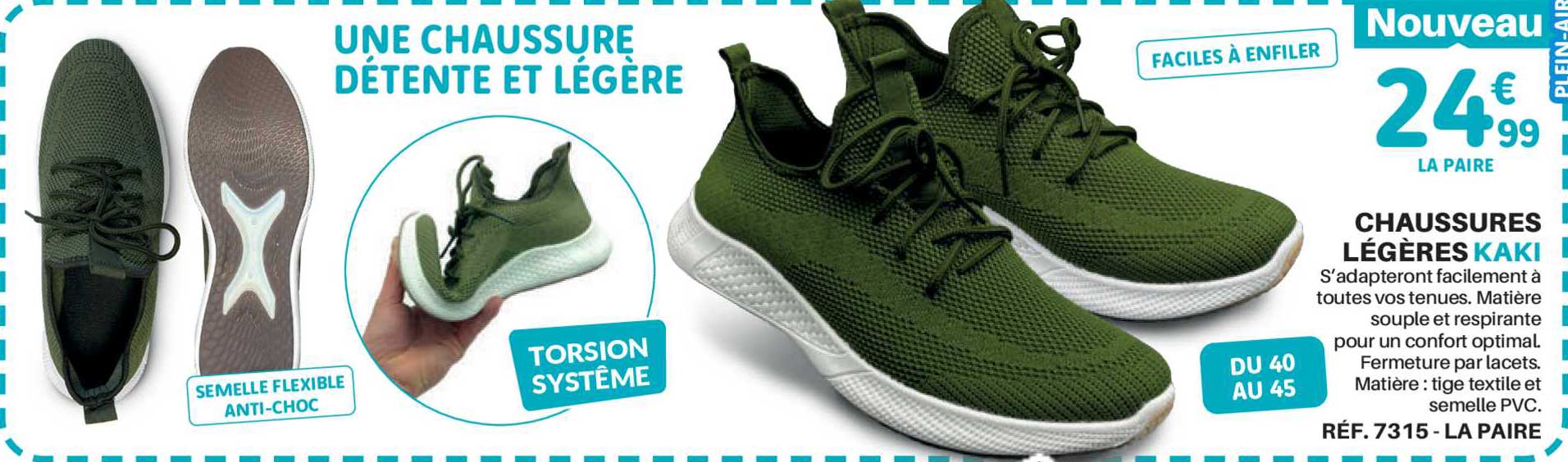 chaussures légères kaki